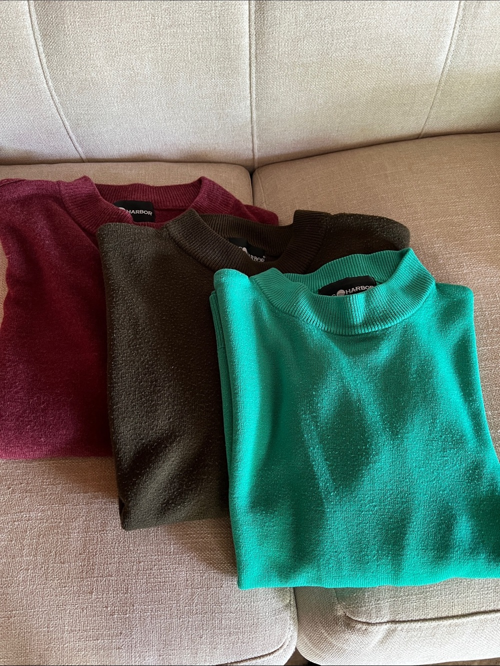 Sag Harbor Women’s Crewneck Sweater Trio - Darker Mint Green, Olive, Burgundy XL